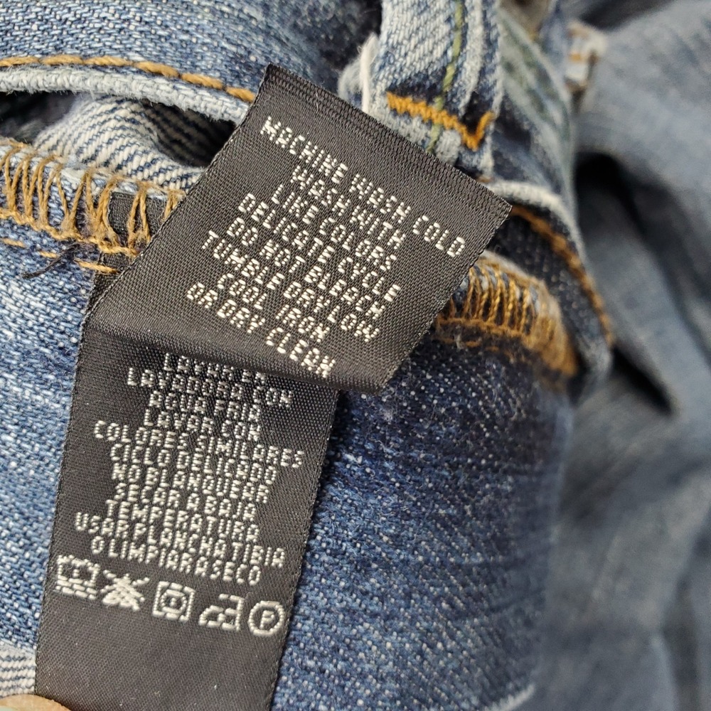 DKNY Straight Jeans Mens 36x32 Blue Denim Stretch Boho Faded‎ Contrast Stitch - Picture 8 of 10